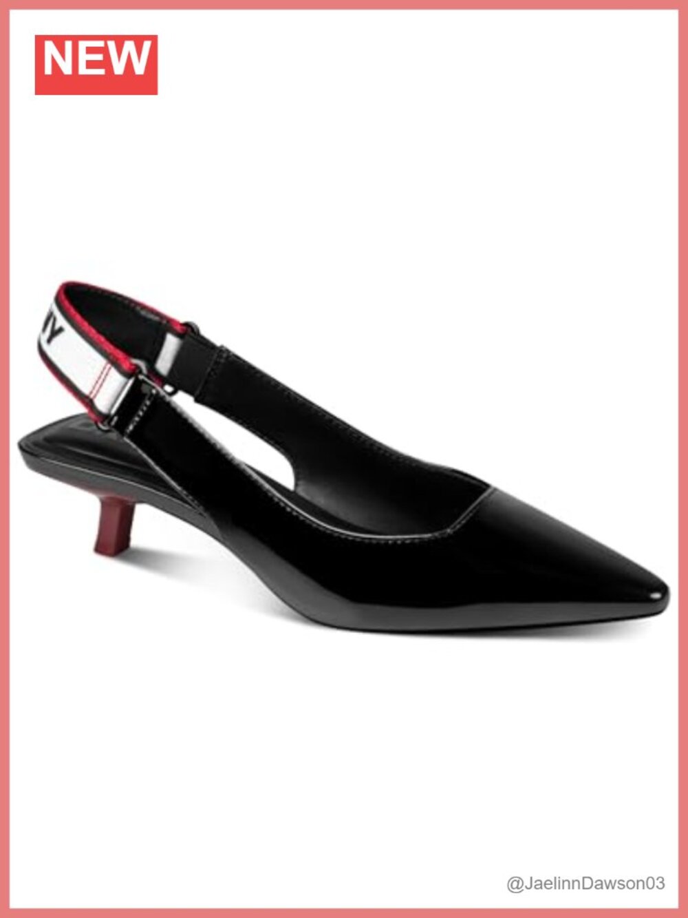 DKNY Nolene Slingback Kitten Heel Pumps Pointed Toe Buckle